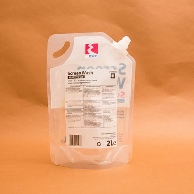 2L Plastic Stand Up Liquid Spout Pouch Bags For Liquids Screen Washing