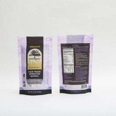 12OZ 340g Food Packaging Ziplock Bag Zipper Standing Zipper Pouch For Sprouted Quinoa