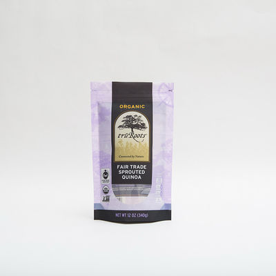 12OZ 340g Food Packaging Ziplock Bag Zipper Standing Zipper Pouch For Sprouted Quinoa