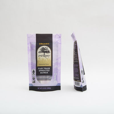 12OZ 340g Food Packaging Ziplock Bag Zipper Standing Zipper Pouch For Sprouted Quinoa