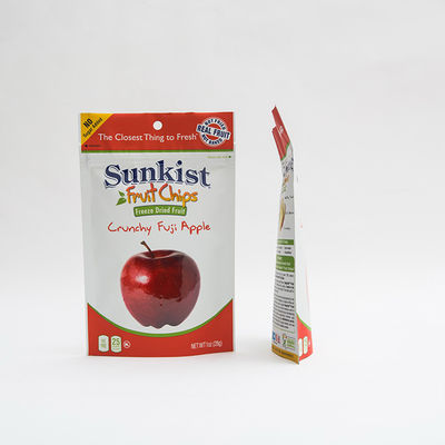 1OZ Dry Apple Chips Stand Up Pouch Bag With Zip Lock Custom Zip Bag Packaging