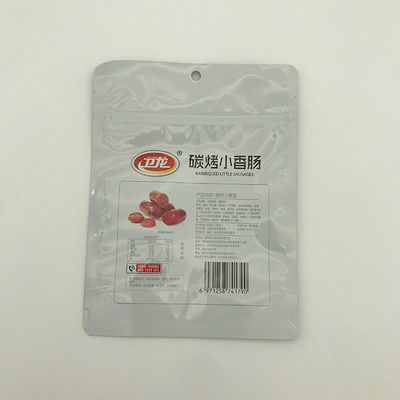 180g AL7 Plastic Pouches For Food Packaging Bags Char Grilled Sausage With Zipper