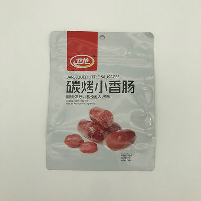 180g AL7 Plastic Pouches For Food Packaging Bags Char Grilled Sausage With Zipper