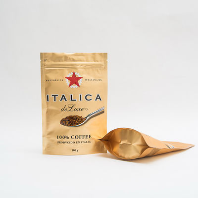100g AL7 Coffee Packaging Bag Aluminum Foil Stand Up Custom Coffee Bean Bags